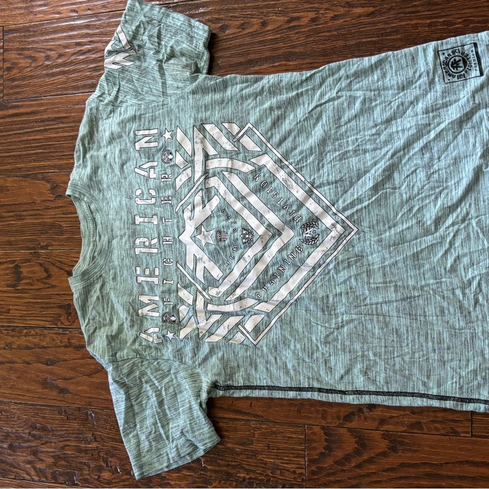 American Fighter Men’s Buckle Heathered Gray and Blue Tee